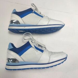 Michael Kors Trainers White and Blue Leather Sneakers Size 8M